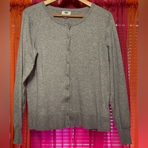 Old Navy grey, round neck, light weight, button up cardigan.